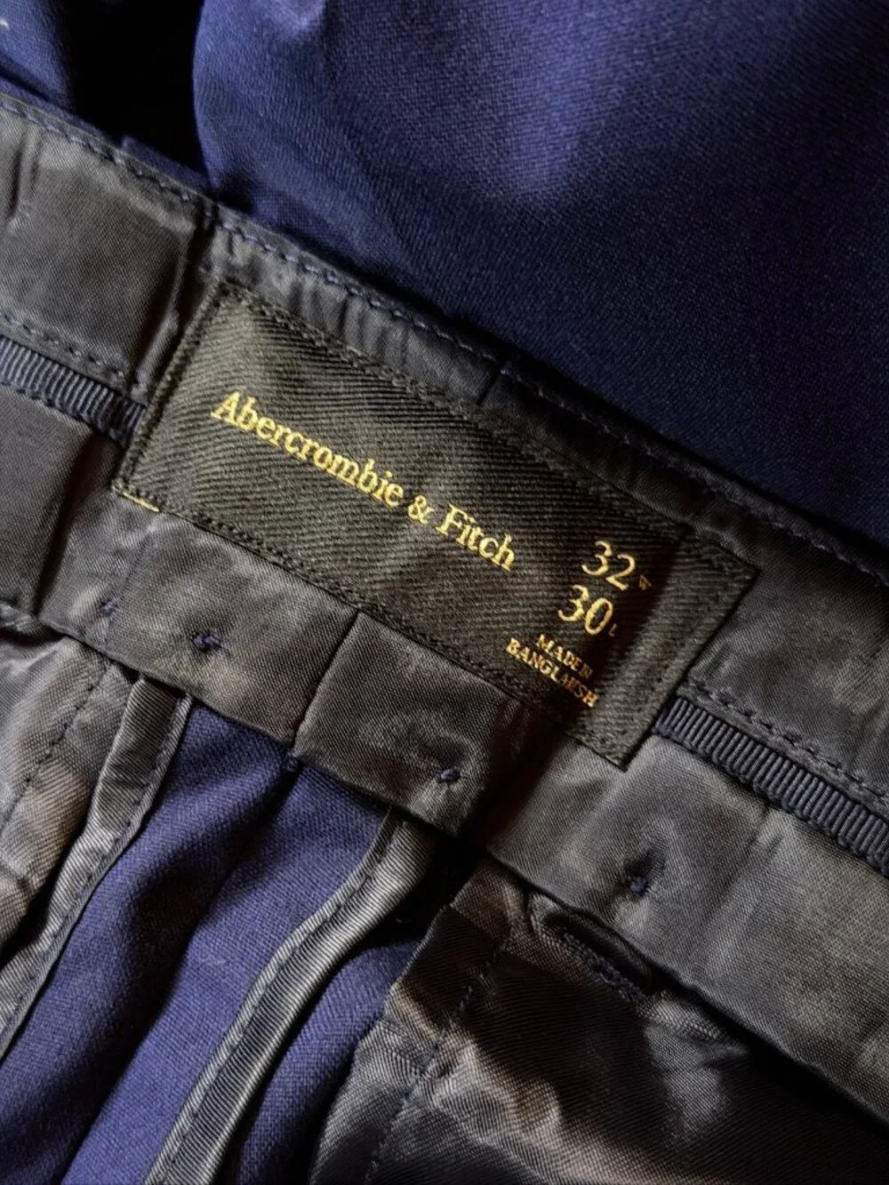 Abercrombie & Fitch Dress Pants 32 x 30 Mens Blue Navy Flat Front Trousers